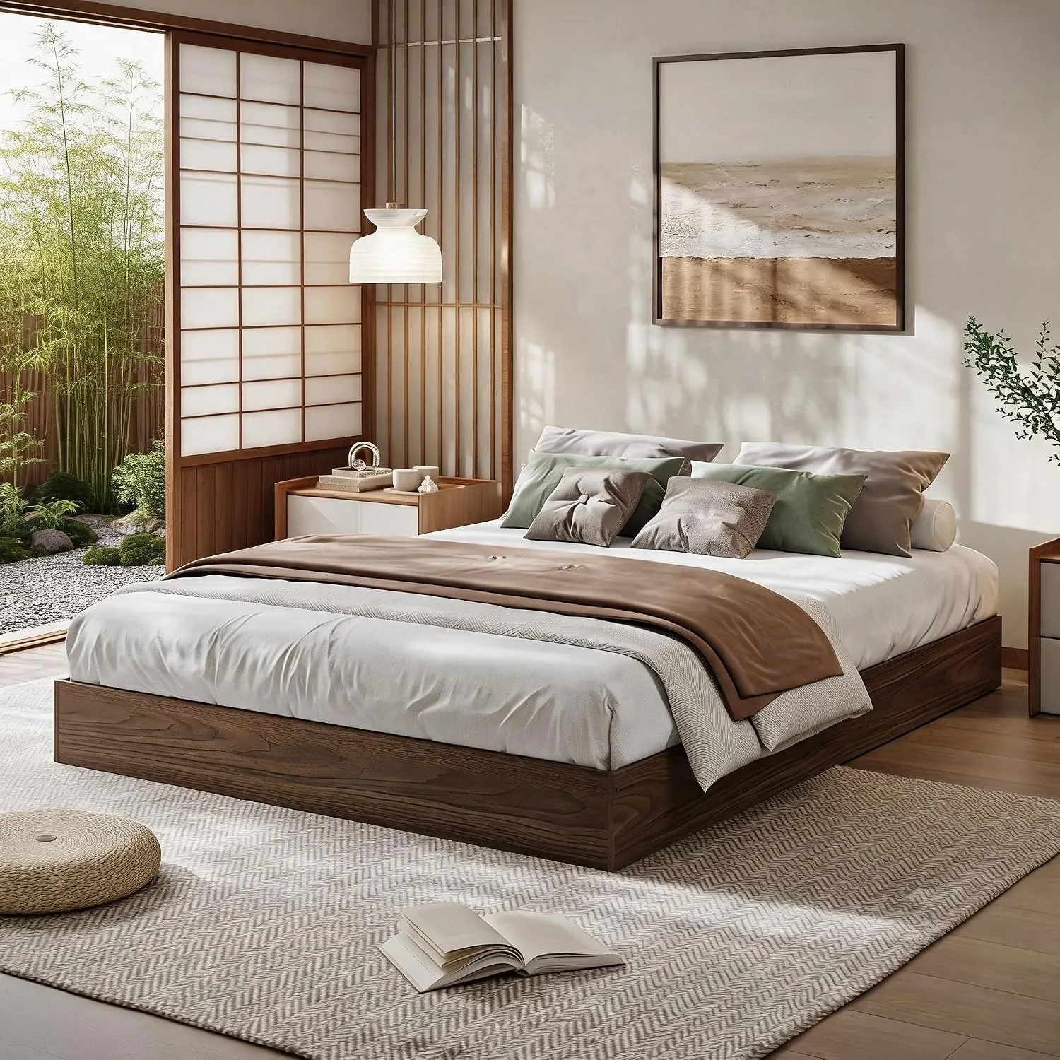 coucheta Platform Bed Frame, Floor-Standing No-Gap Design, Easy Assembly