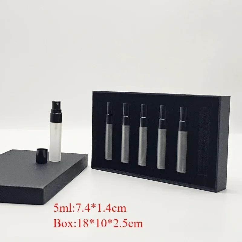 5ml Perfume Frosting Bottle with Box Packaging Refill Atomizer Empty Perfume Bottle Customize Sample Box for Perfume