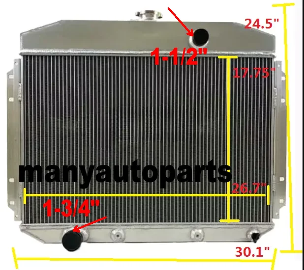 Aluminum Radiator for 1961-1964 Ford F-Series F100 F250 F350 Trucks Pickup V8 AT