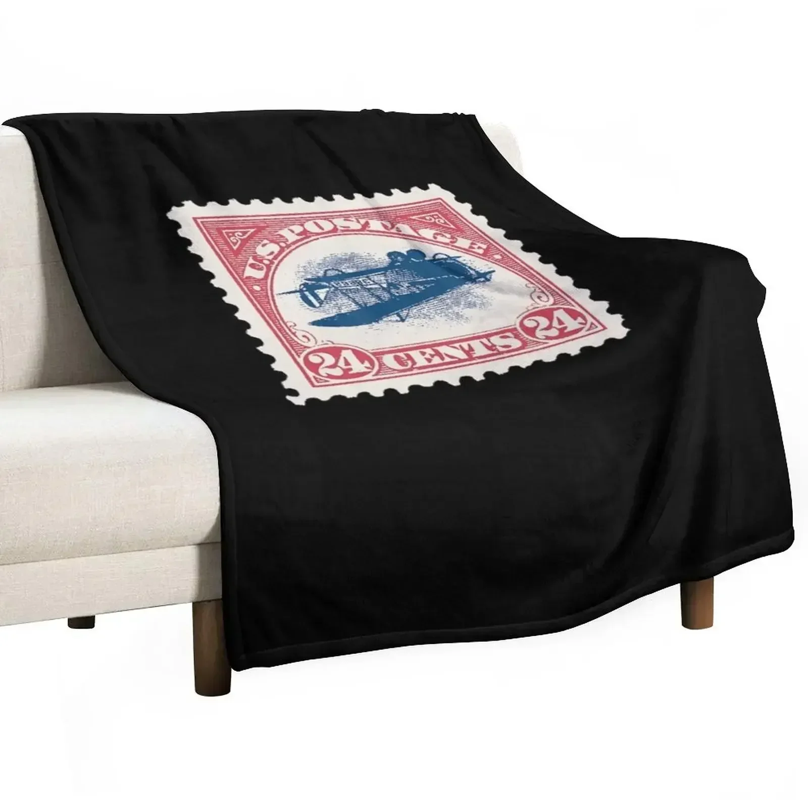 Inverted Jenny Stamps 24 Cent Rare 1918 US Postage Stamp Throw Blanket blankets ands Soft Plaid Blankets