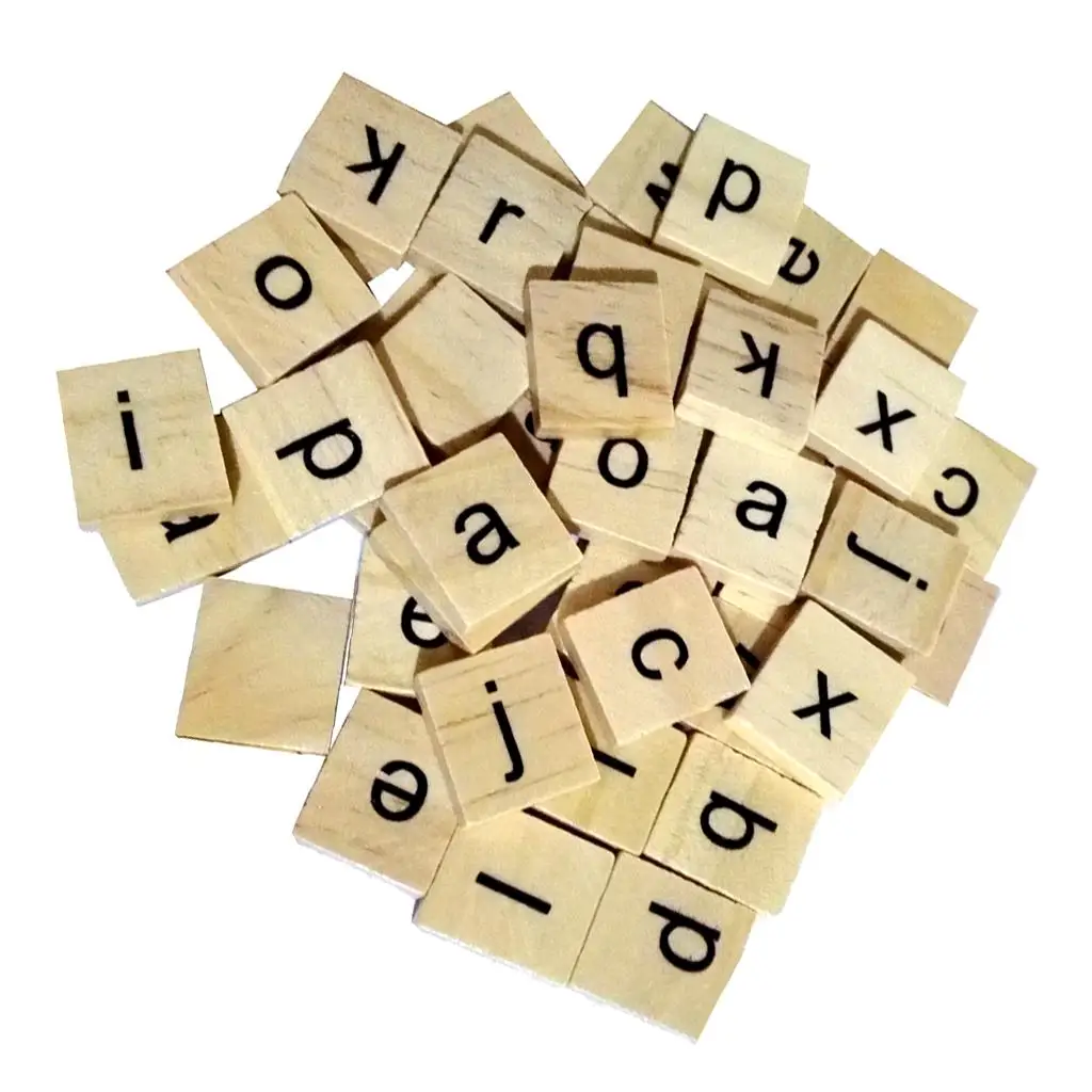 100Pcs/Pack Puzzle Tiles Wood Alphabet Letter Scrapbook Craft Educational Squares for Kids Children Toys School Supplies
