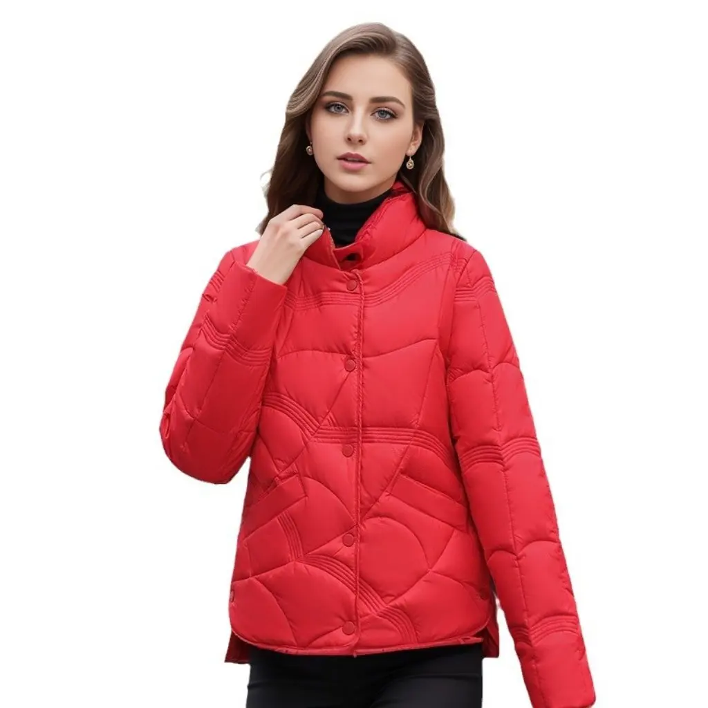 

Xiangyun Embossed down Cotton-Padded Jacket for Women Fashion Stand Collar Lightweight Short Stylish