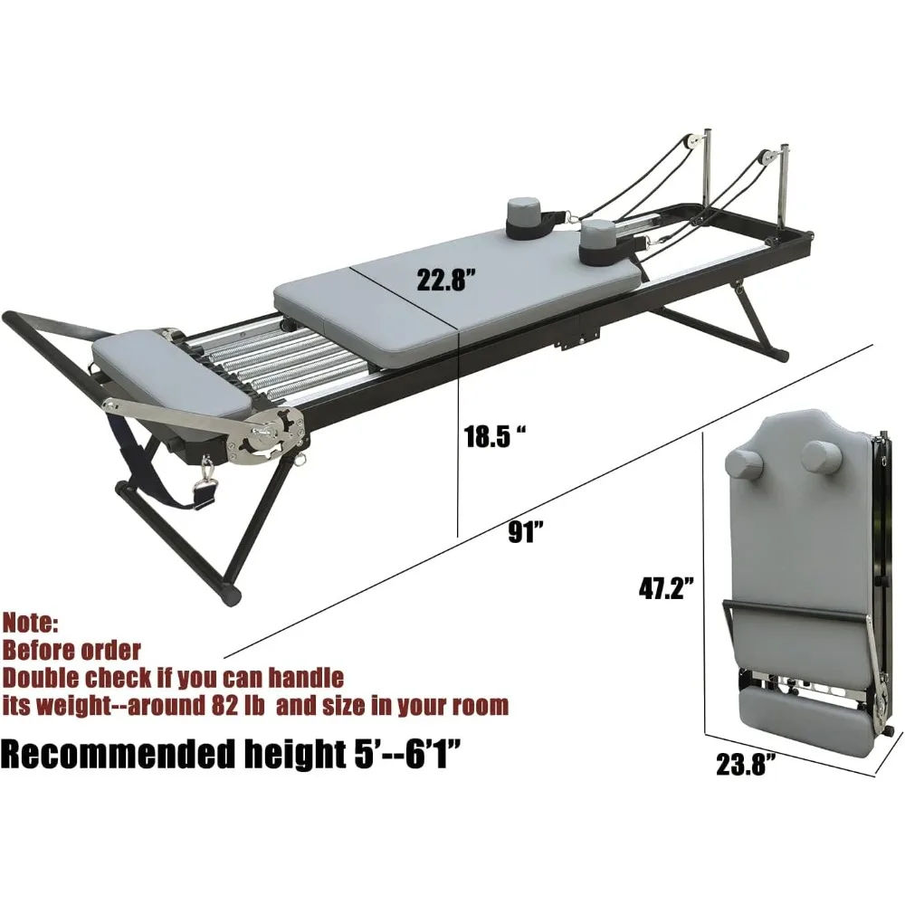 Pilates Reformer Machine Equipment with Spring for Home Workout,Foldable Reformer Pilates for Beginner ,Big Size