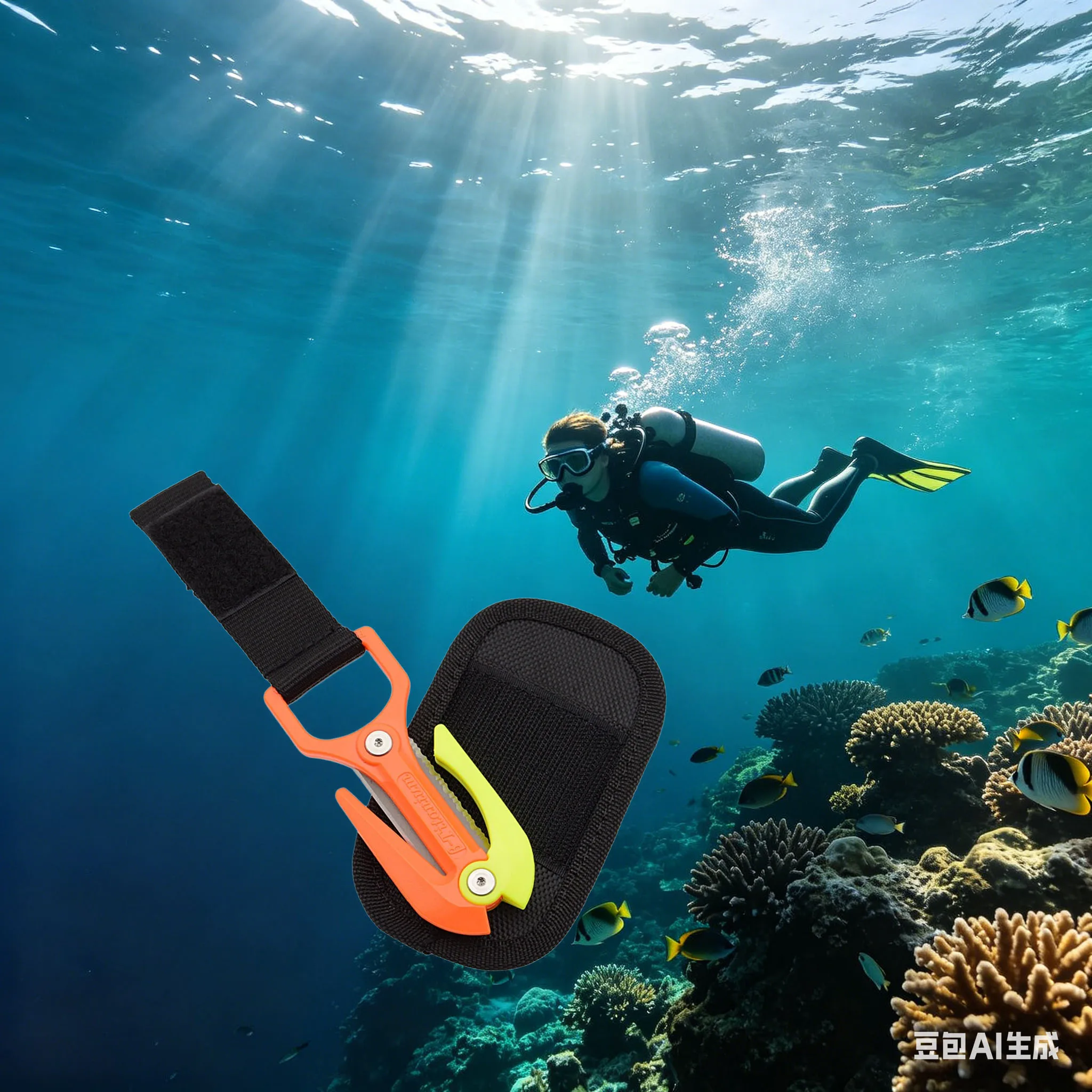 Alloy Dive Line Cutter Dual Edge Rescue Tool Serrated Rope Cutter For Underwater Fishing Net Rope Outdoor Escape Tool