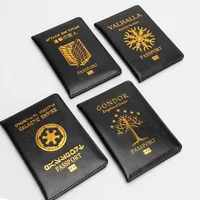Accesorios de viaje, porta pasaporte de Anime, fundas para pasaporte de Anime europeo americano, billetera, funda de cuero para pasaporte, soporte de identificación de viaje