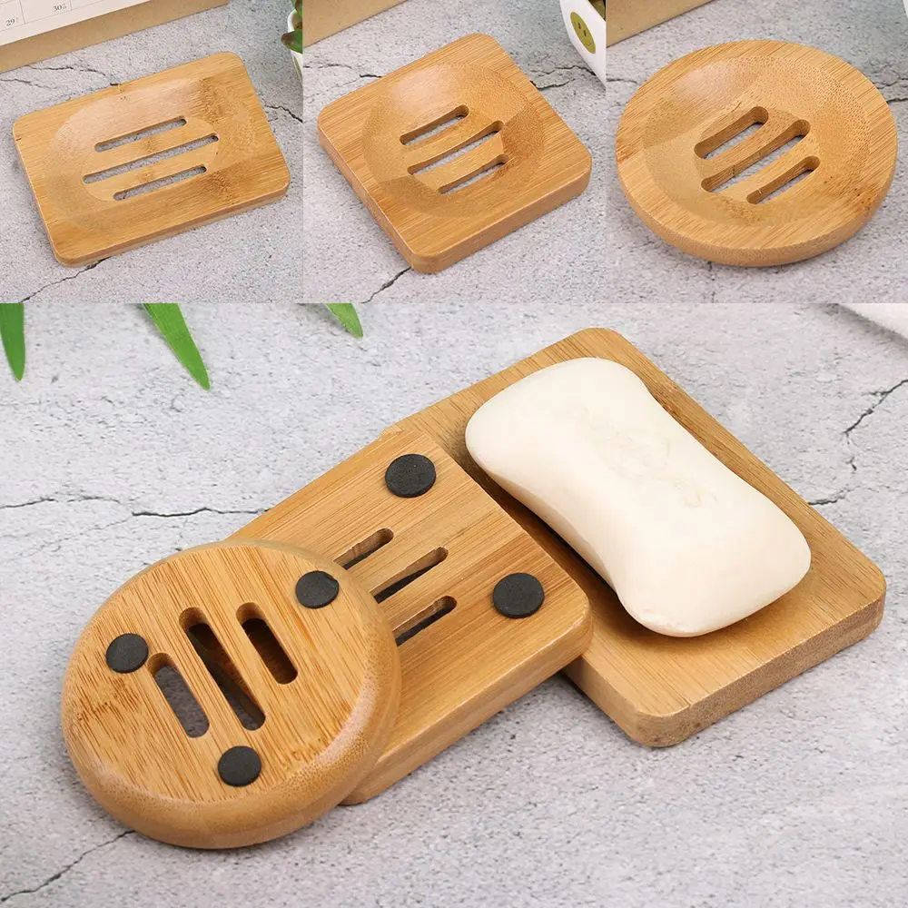 Natural Environmen Wood Storage Soap Rack Plate Box Soap Dish Tray Holder Container for Bath Shower Plate Bathroom