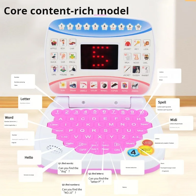 Learning Machine Laptop Computer Child Electronic Preschool Language Education Toys Gift Toddler Kid Developing Cognitive Skills