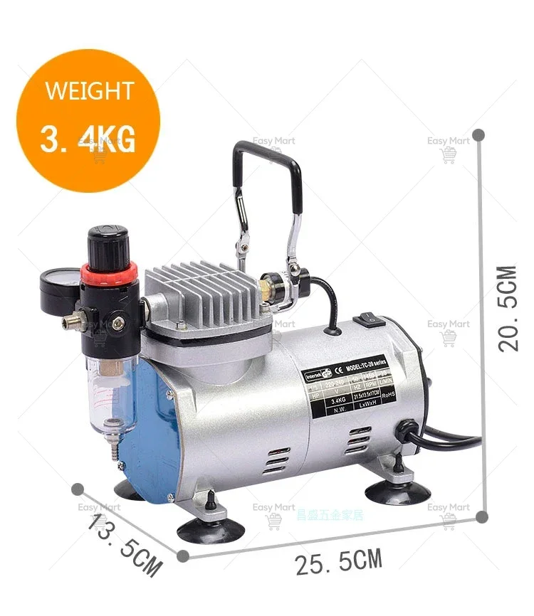 TC-208 Mini Air Compressor 220V Ultra Quiet Oil-free Vacuum Pump Fully Enclosed Jet Pump Air Compressor Tool