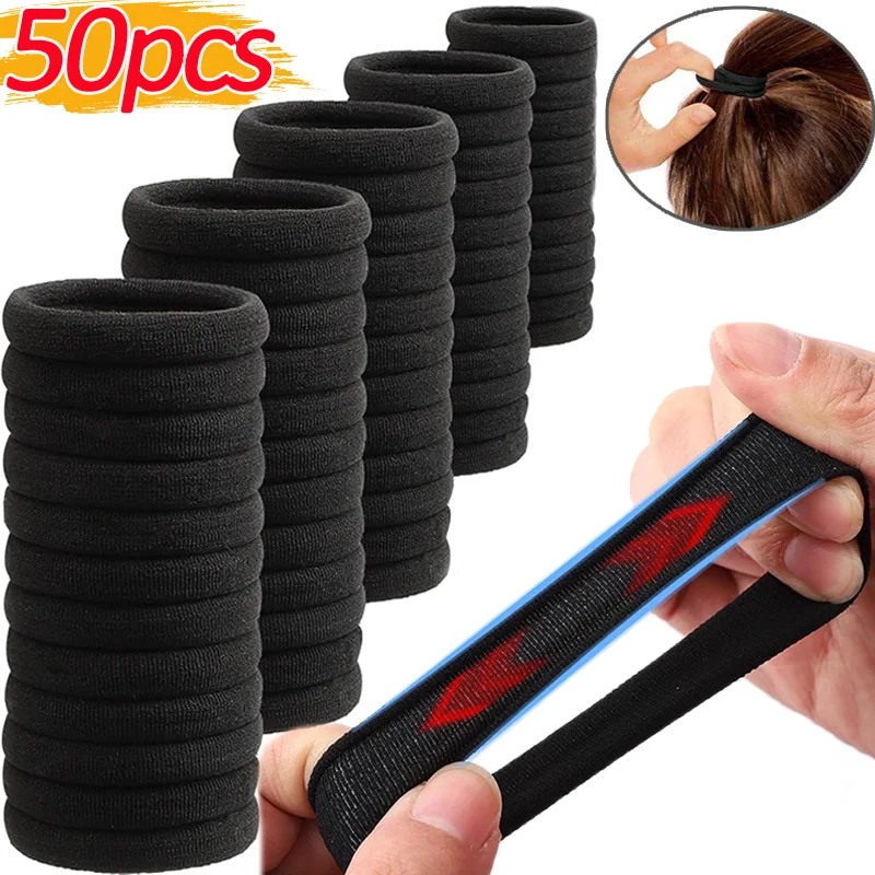 10-50pcs Women Girls Black Basic High Elastic Hair Bands Simple Rubber Ropes Scrunchies Headband Hair Tie Clips Ponytail Holders