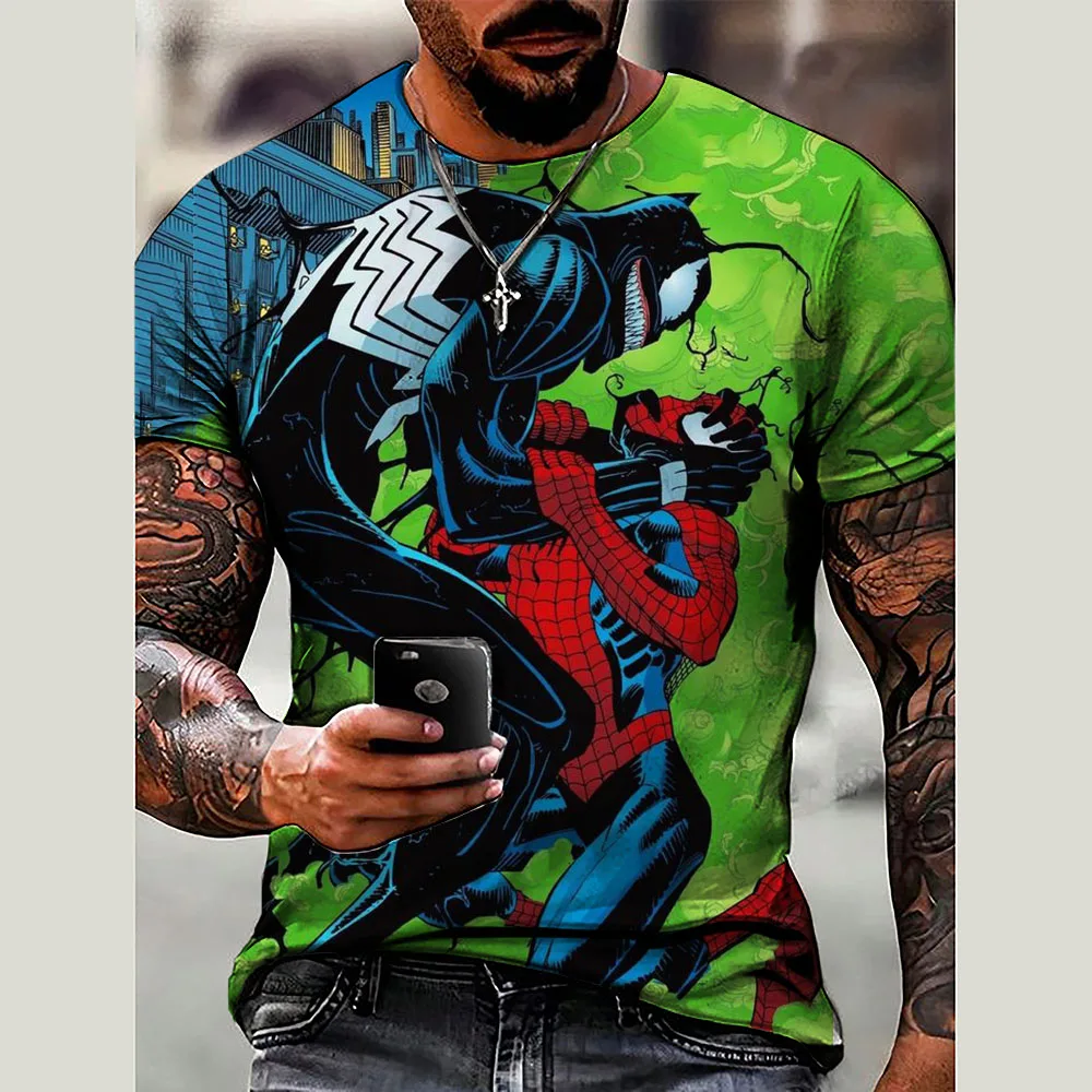 Marvel superhero Spider Man T-shirt men's clothing men's T-shirt Spider Man children's top T-shirt summer short sleeved T-shirt