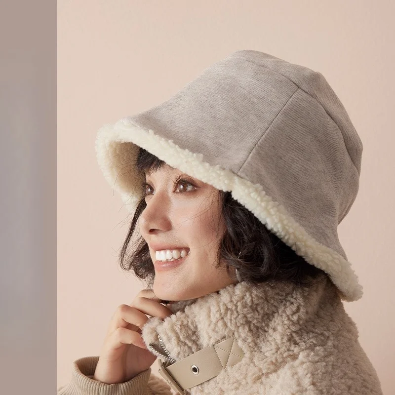 

Thickened inner fleece warm fisherman's hat women's bucket and