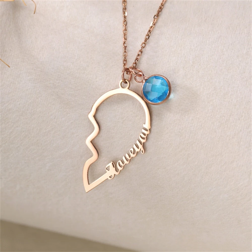 2pcs/lot Couple Names Heart Puzzle Pendant Necklace Sets Custom Jewelry Personalized Birthstone Colar Masculino Friendship Gift