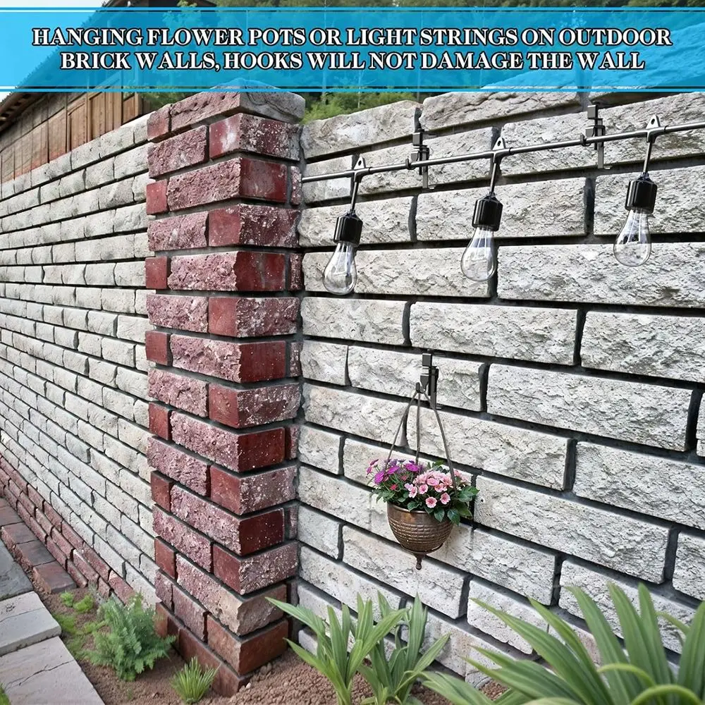 Accessories Stainless Steel Brick Hook Clips Heavy Duty Adjustable Brick Hangers Universal No Drill Brick Hooks Clamp