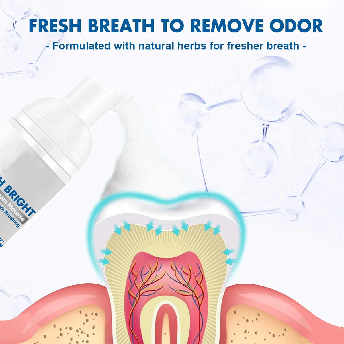 

Whitening Mousse Toothpaste 60ml Useful and Safe Good Performance for Teeth Brushing Home Oral Care Whitening Mousse Toothpaste