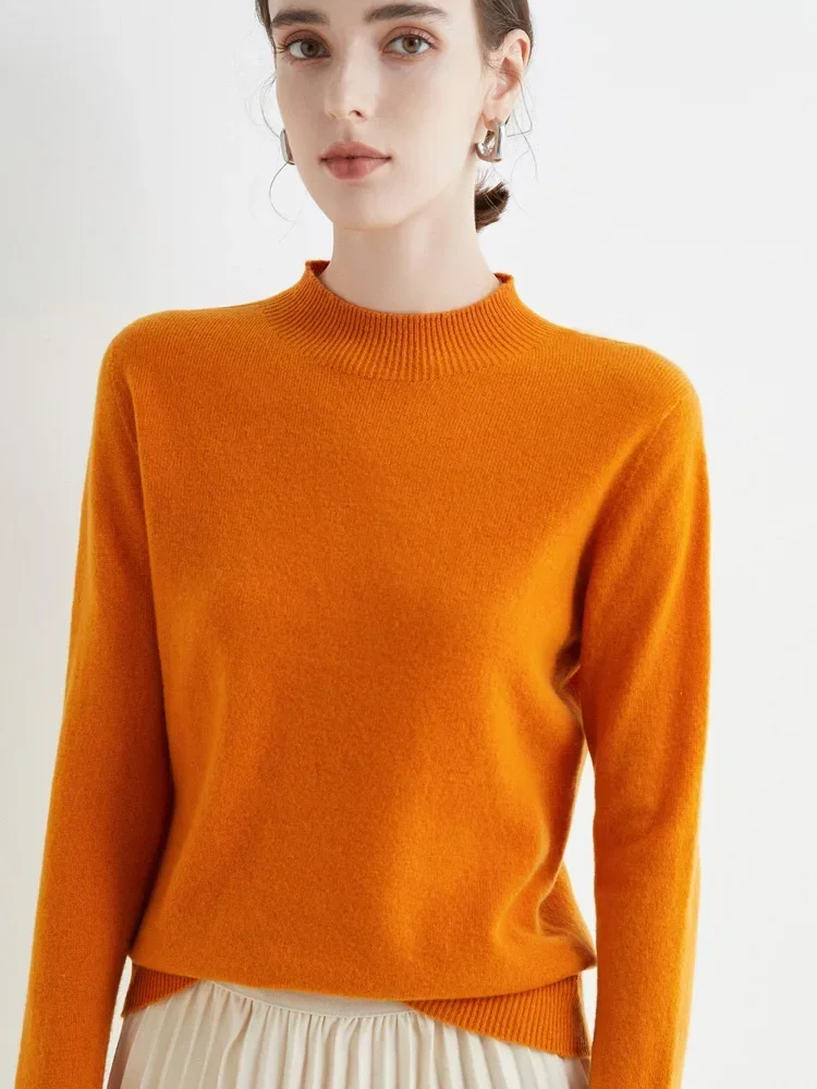 2025 Autunno Inverno Basic Soft Tops Solid Pullover con collo a lupetto Maglione da donna per maglieria casual Abbigliamento femminile