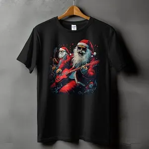 

Забавная рождественская футболка с рокером Санта-Клауса: футболка в канун Рока-ролла