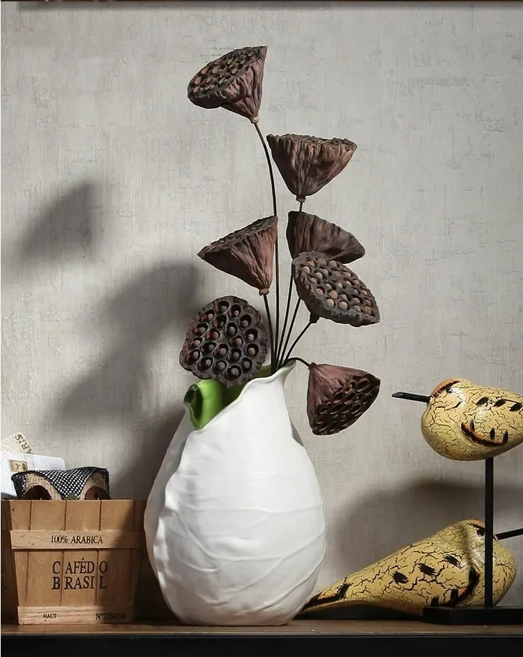 55cm diy natuurlijke lotus met hardcore kunstmatige bloem gedroogde bruiloftdecoratie voor thuiskamer feestkantoor decoratief