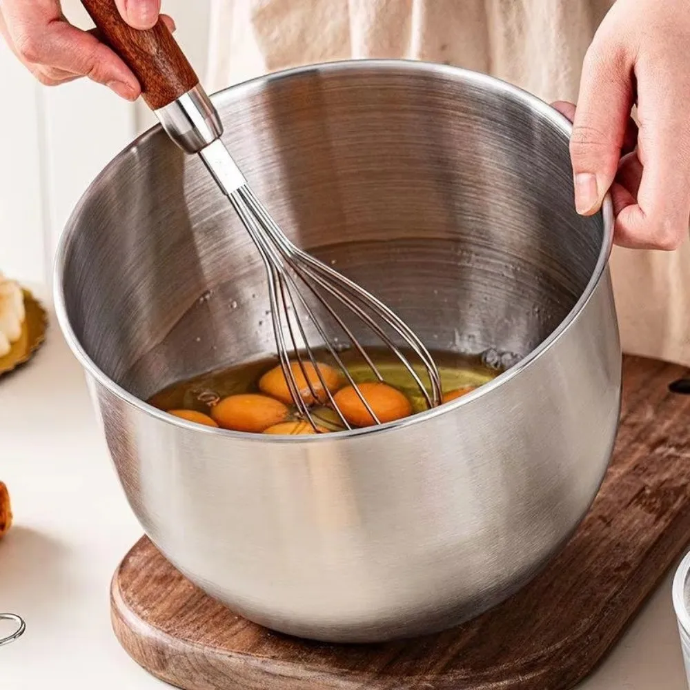 

Stainless Steel Mixing Bowl Household Splash Proof Salad Egg Beating Basin Deep Design Bread Cake Fruit Container