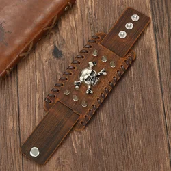 Vintage Leather Bracelet Ancient Symbol Protection Talisman Punk Men's and Women's Wristbands Simple and Versatile Gift