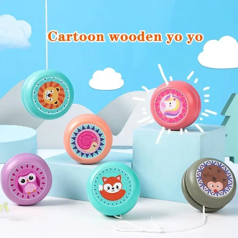 Cartoon Wooden Cute Animal Yo-yo Gift Puzzle Fun Novelty Nostalgic Toys Yo Yo Toys Yoyo  Yoyo Professional  Metal Yoyo