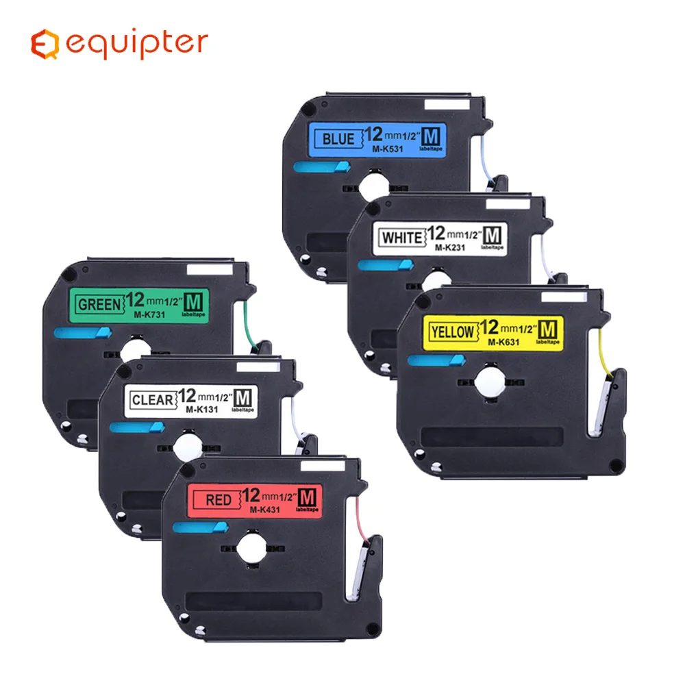 6-Pcs Mixed Colors 9mm Label Tape Compatible for  Brother for P-touch Printer Mk131 MK231 MK431 M K531 MK631 MK731