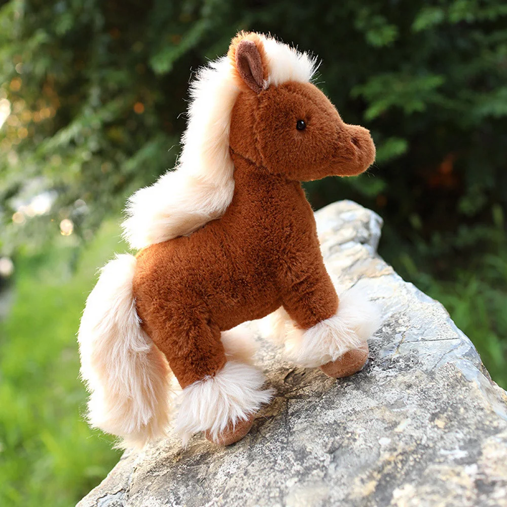 Simulated Fluffy Horse Plush Toys Lifelike Paint Horse Stuffed Soft Real Life Dolls Toys for Children Birthday Gifts for Kids