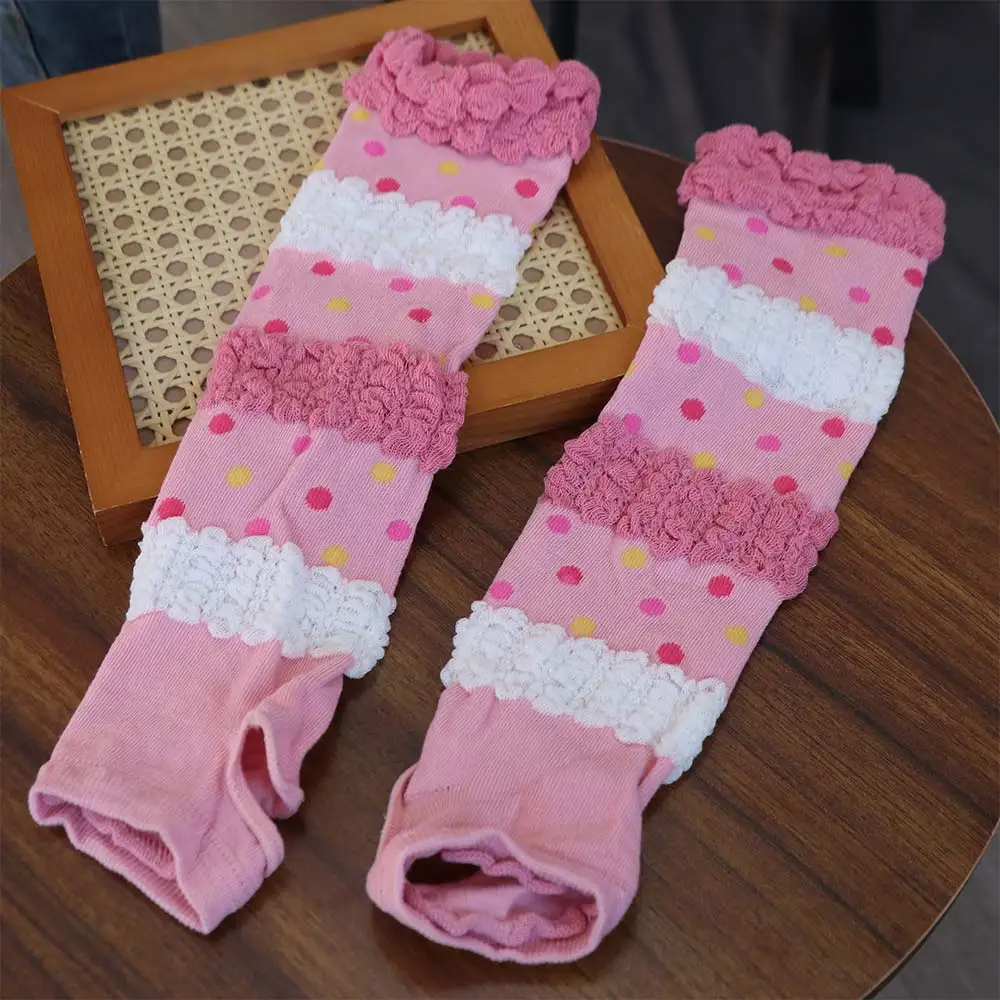 2 أزواج طويلة Y2K محبوك أكمام أذرع تبريد الوردي نقطة الشمس حماية JK لوليتا واقية من الشمس قفازات اليد مرنة المضادة للأشعة فوق البنفسجية #6