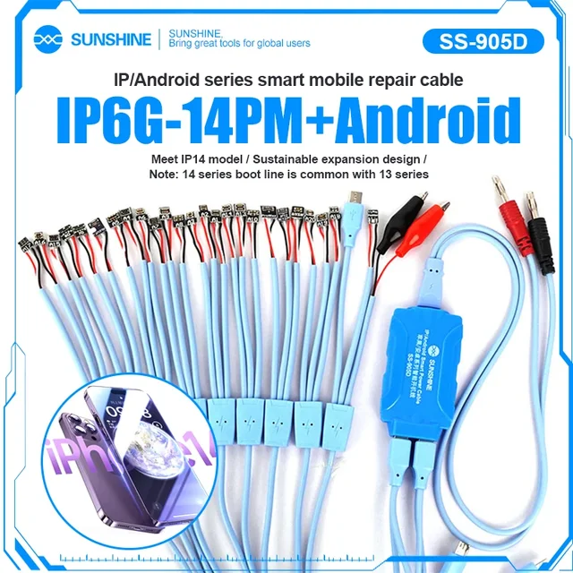 Sunshine iBoot A B C SS-905D D 905F zasilacz do telefonu komórkowego z systemem Android kabel do naprawy telefonu iPhone 6-15 Pro Max kabel rozruchowy baterii