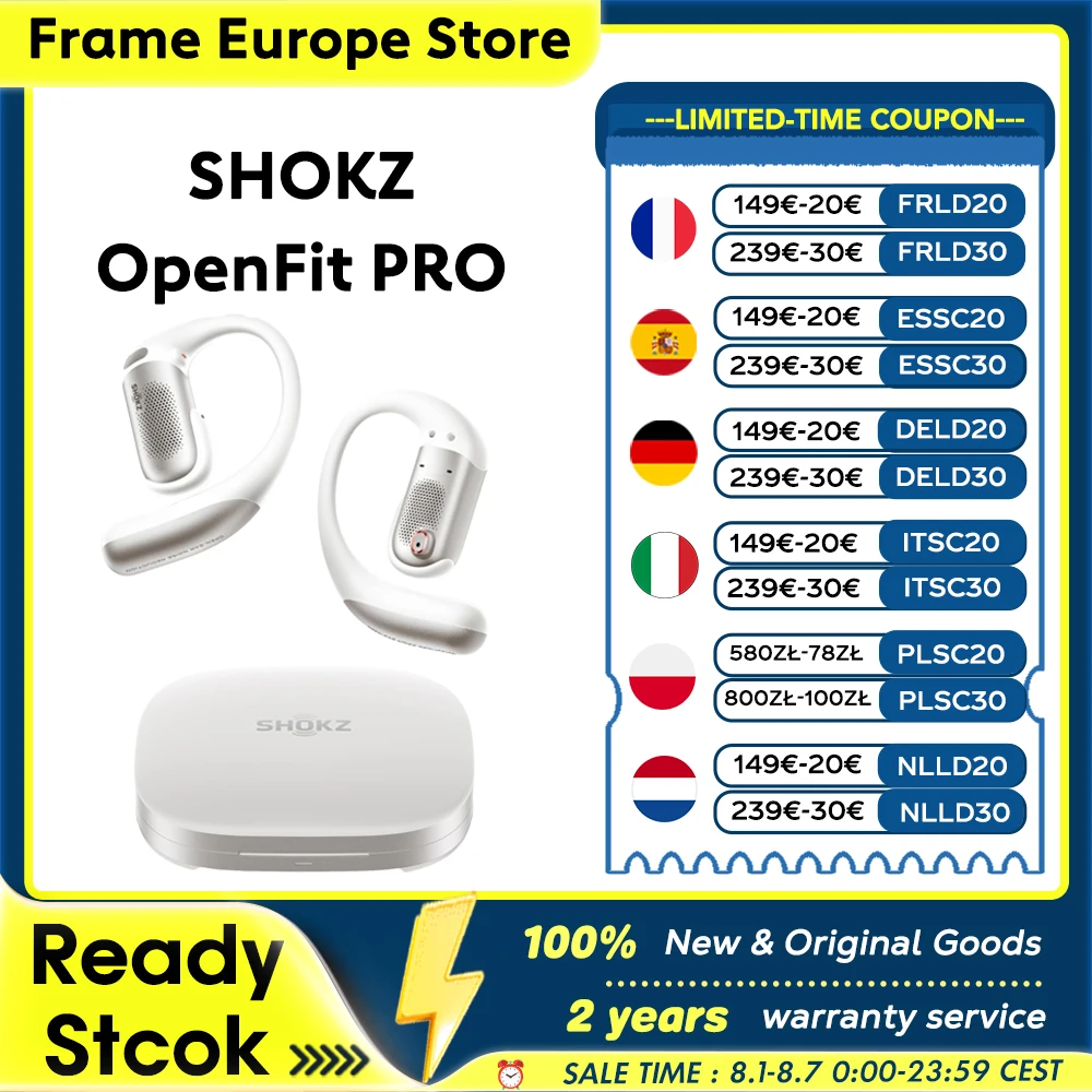 SHOKZ OpenFit Pro Kabellose Kopfhörer mit Free-Ears-Geräuschunterdrückung, Dolby Atmos, kraftvollem Bass, 50 Std. Spielzeit, klaren KI-Anrufen, für Sport und Arbeit, Bluetooth 6.1, IP55, T010, Neu