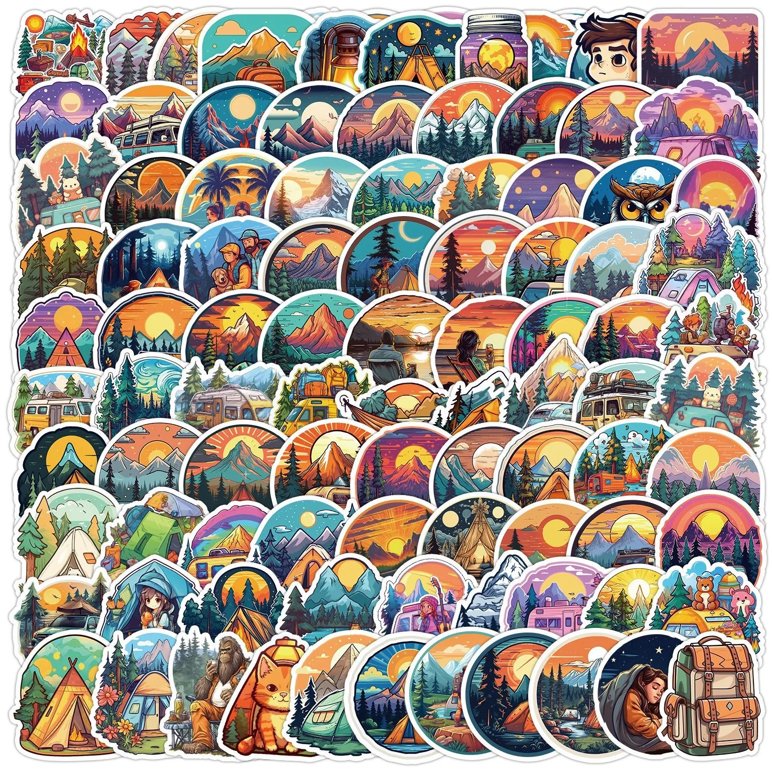 

10/50/100pcs Outdoor Hiking Camping Stickers Travel Decals DIY Skateboard Phone Laptop Car Luggage Bike Cool Waterproof Sticker