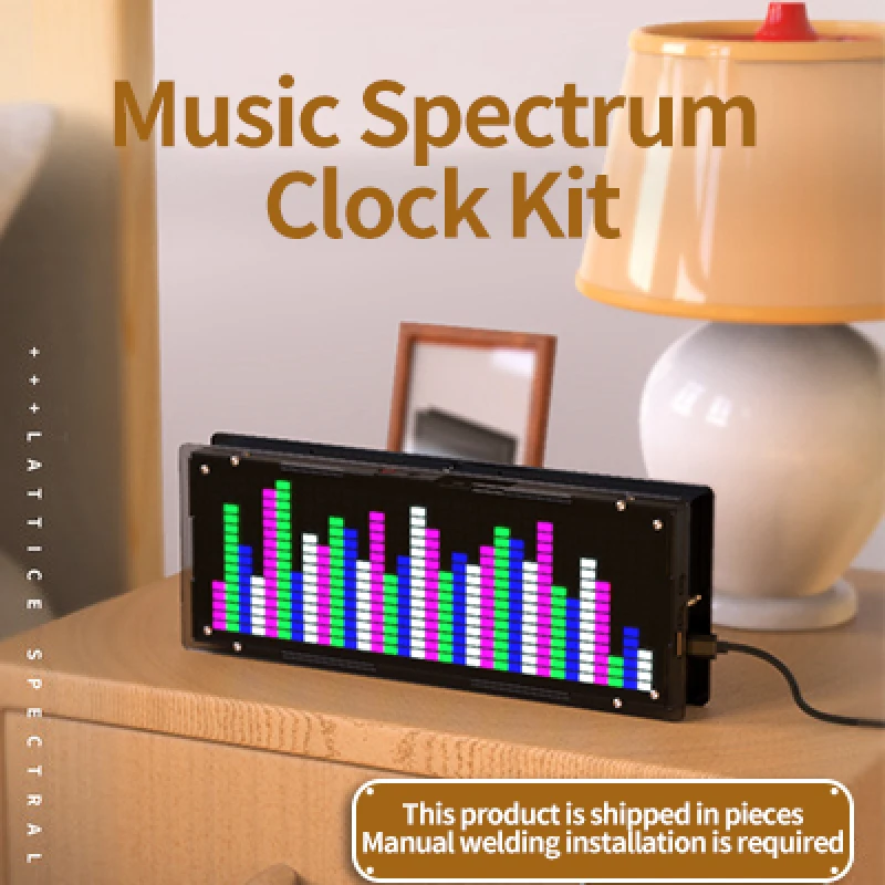 

LED Music Spectrum Display DIY Kits 16x32 Rhythm Light Clock 8 Kinds Spectrum Mode SMD Soldering Project Level Display Light