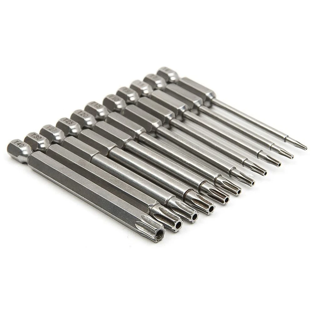 

11 Pcs Magnetic T6-T40 Torx Head Screwdriver Bit Set Star 6 Point Screwdriver Drill Bits Tools 3 Inch Length