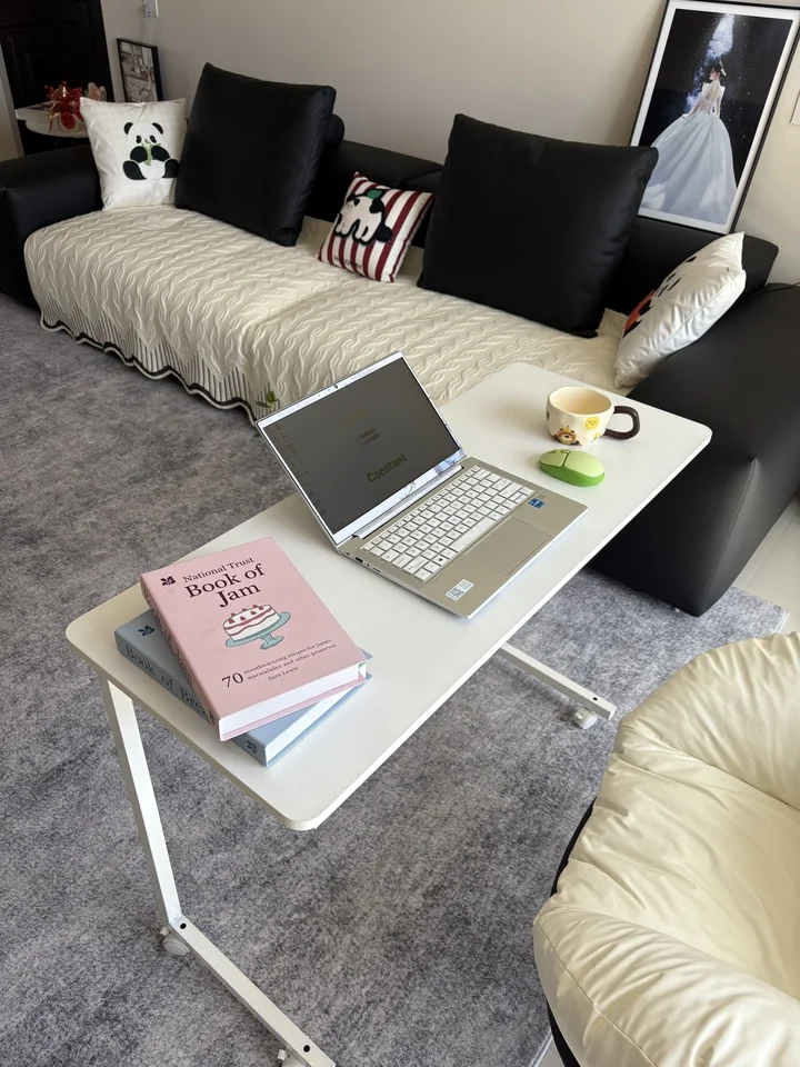 

Multifunctional Mobile Laptop Desk Bedside Table with Wheels Simple Sofa Side Table Home Office Workstation