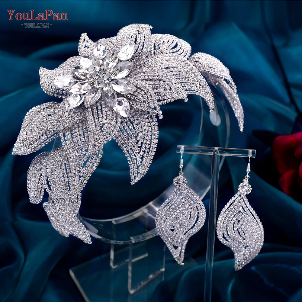 YouLaPan Luxurious Rhinestone Headbands for Hair Woman Silver Wedding Headpiece Bridal Headwear Bride Hair Accessries HP455