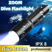 Zoom Diving 200M Underwater Lantern Led Rechargeable Portable Professional Underwater Lantern IPX8 Waterproof Diving Flashlight