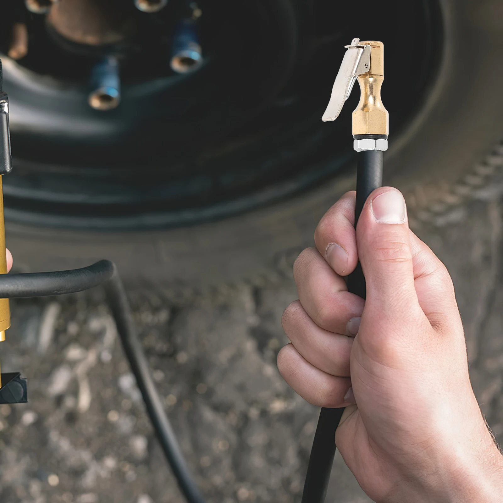 

Heavy Duty Brass Self-Locking Quick Connect Air Chuck Locking Clip Tire Inflator Adapter Car Tire Pressure Gauge Compressor