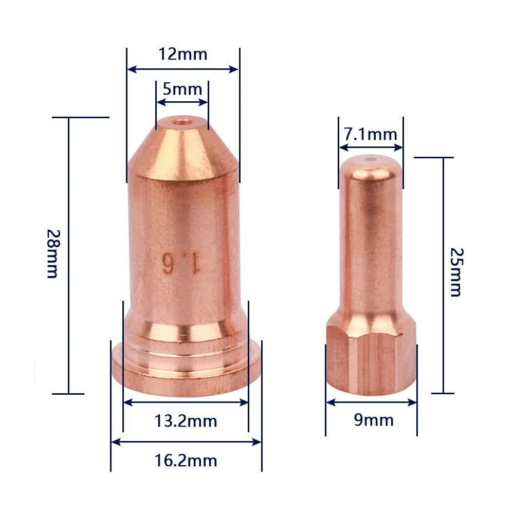 Bico de ponta do eletrodo para cortador de plasma, consumíveis gastar acessórios, PTM100, PTM-100, IPT-100, 1.6mm