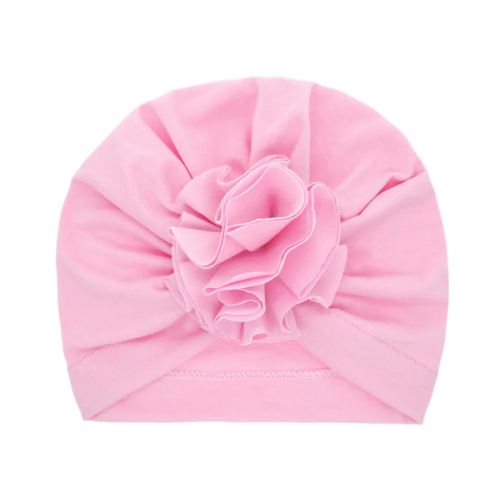 Cute Flower Baby Hat Toddler Turban Infant Head Wraps Kids Bonnet Newborn Toddler Beanie Cap for 0-18 Months Baby Headband