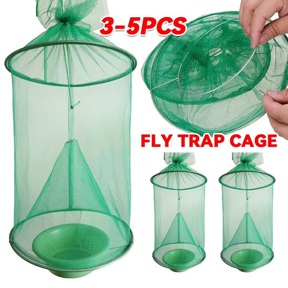 Hanging Flies Net Traps Reusable Folding Insect Catching Traps Practical Flycatchers Cage Control Tool for Household Garden