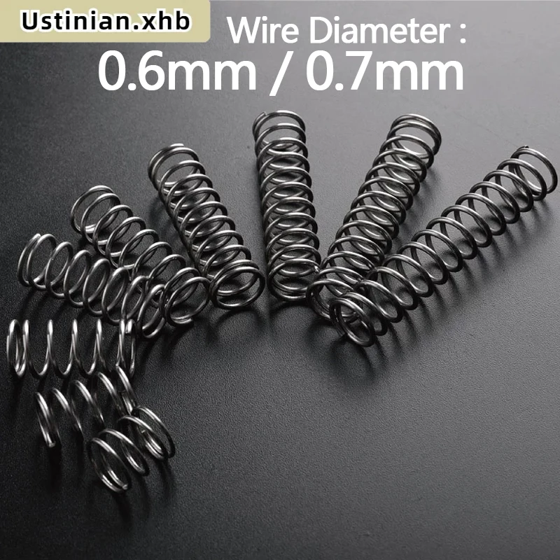 10Pcs Wire Diameter: 0.6/0.7mm, 65Mn Spring Steel Return Compression Spring, Diameter: 3-12mm, Length: 5-50mm