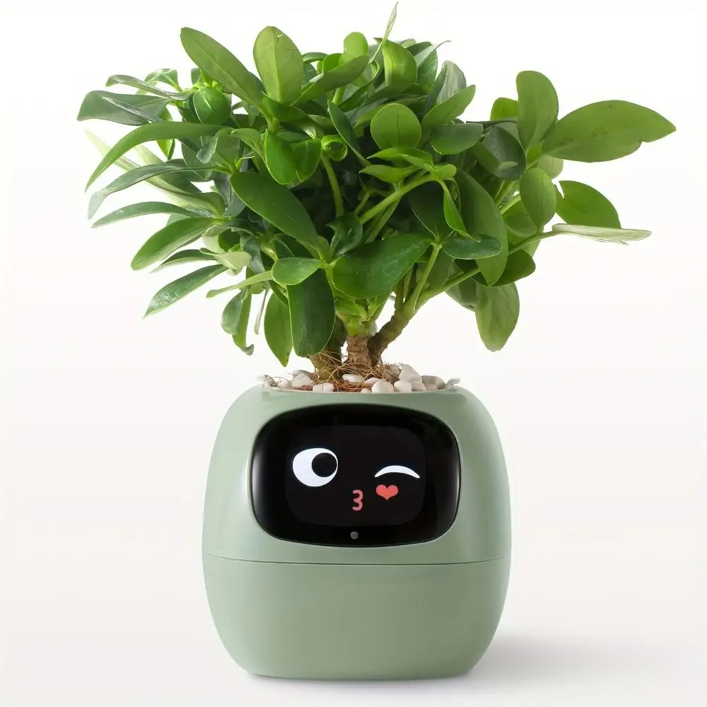 Robot Guidance Smart Plant Pot Rich Expression Automatic Water Absorption Smart Mini Planter Creative Electronic Pet