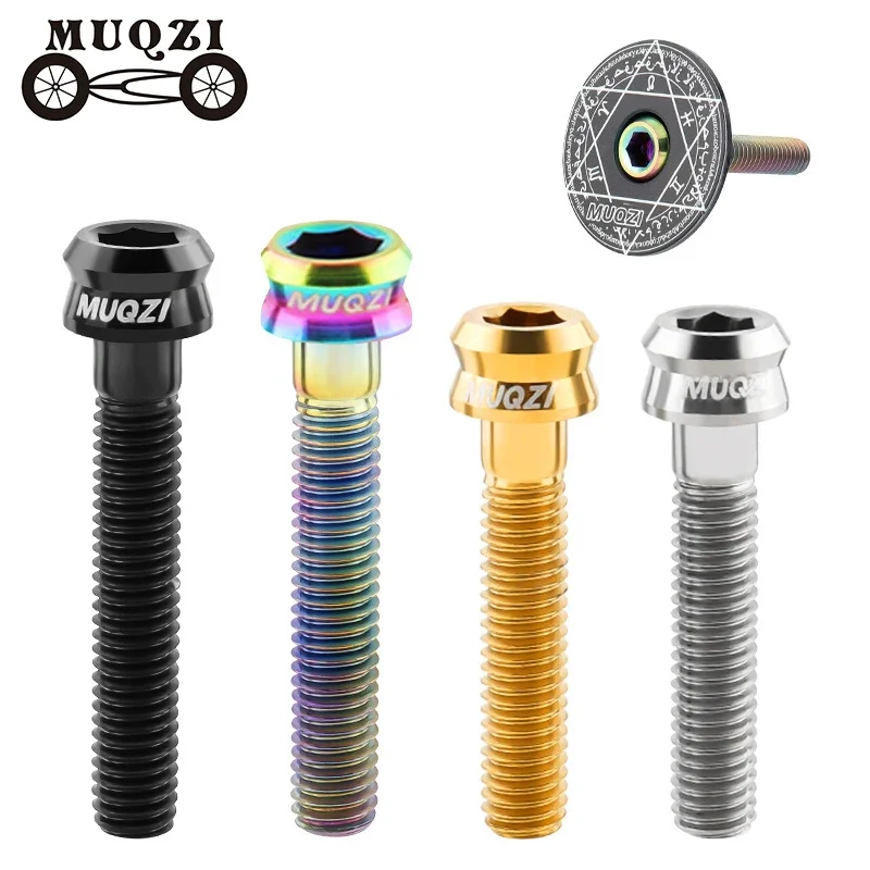 

MUQZI Bike M6 Titanium Alloy Stem Top Cap Screw M6x35mm M6x30mm Super Light MTB Road Bicycle Headset Top Cap Bolt