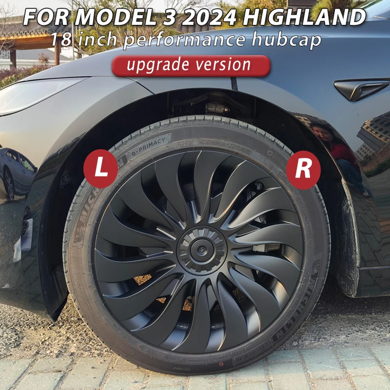 4PCS HubCap 18 Inch for New Tesla Model 3 2024 Highland Performance Replacement Wheel Cap Automobile Full Rim Cover  Accessories