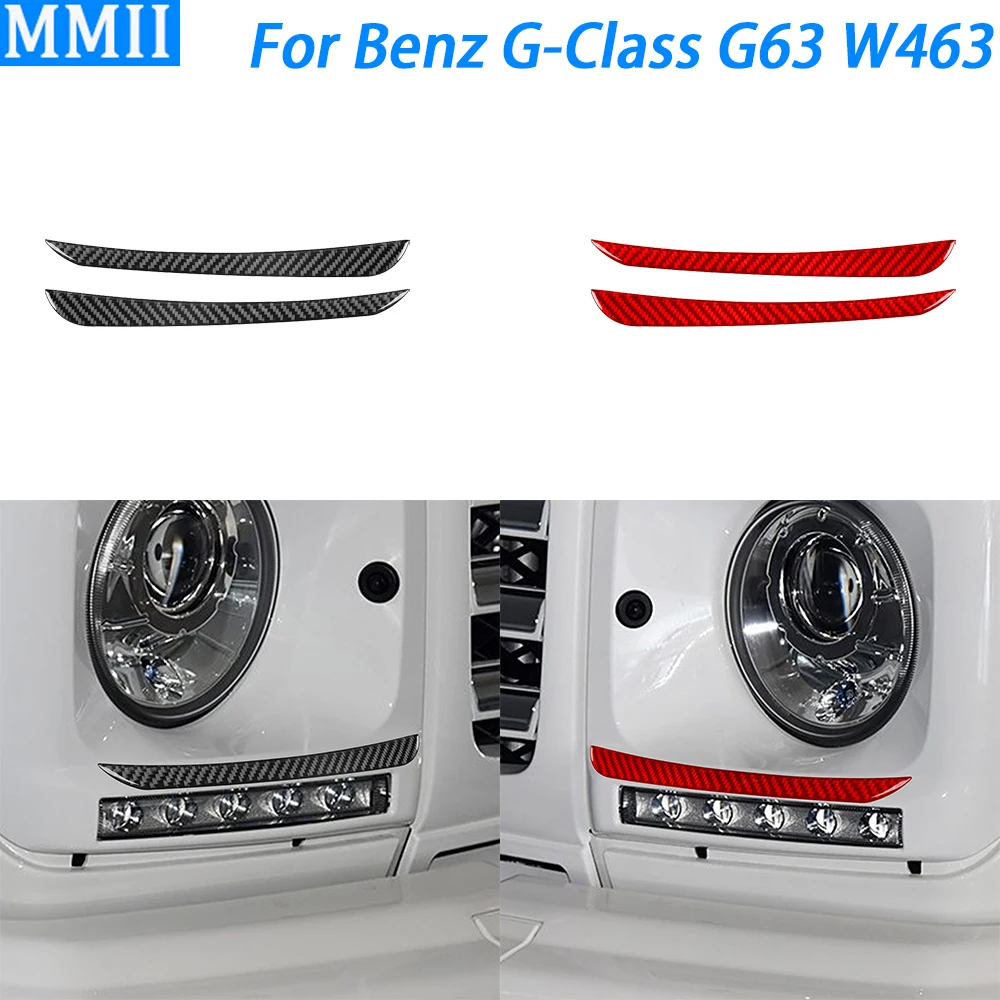 

For Benz G-Class G63 W463 2013-2018 Carbon Fiber Front Headlight Eyebrow Panel Cover Trim Car Decoration Accessories Sticker