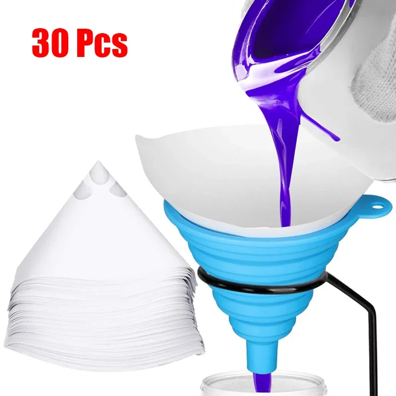 Paint Filter Paper Purifying Straining Cup Funnel Disposable 100 Mesh Paint Filte Mesh Conical Nylon Micron Paper 10/20/30Pcs