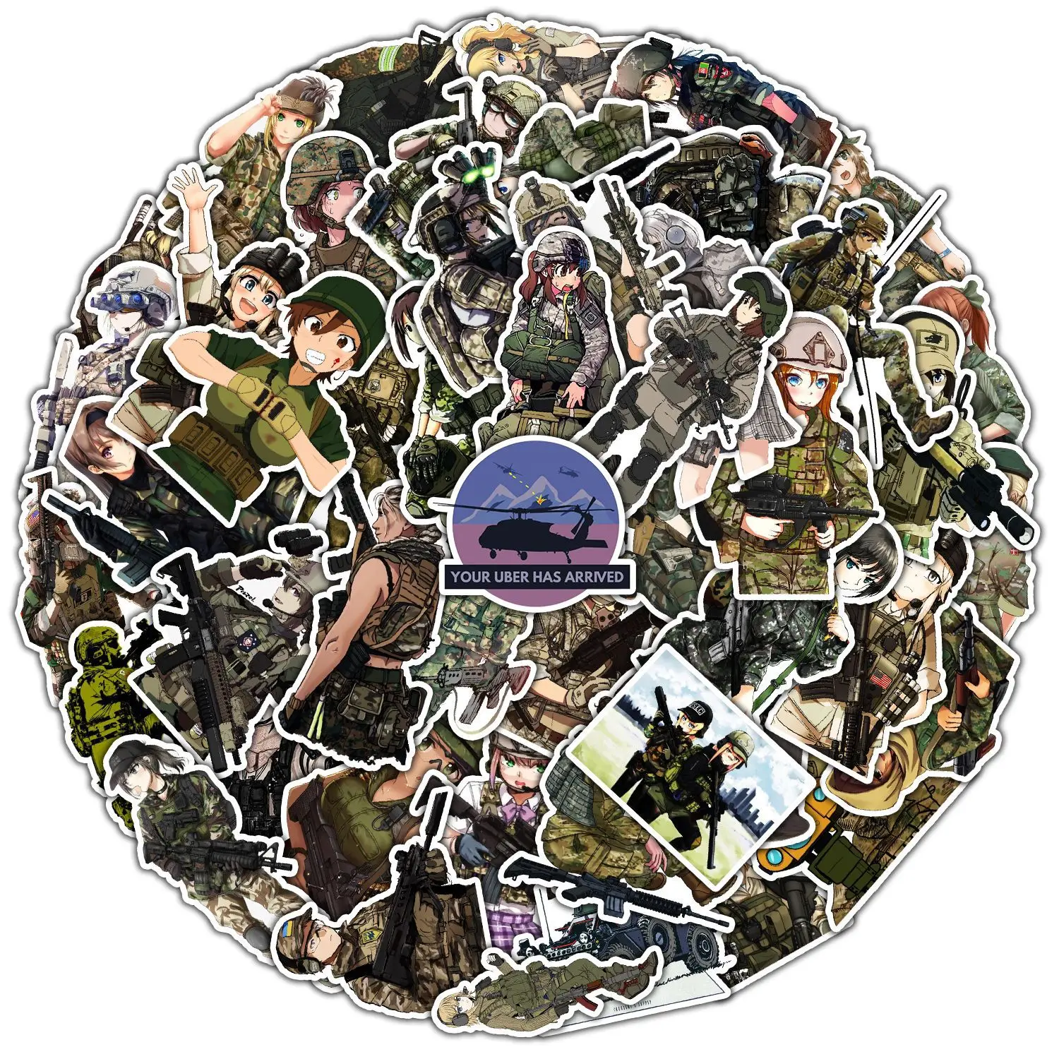 10/30/50PCS Female Soldier Graffiti Stickers Battlefield Girl Cartoon Decoration Laptop Guitar Bike  Skateboard Scrapbook Decals