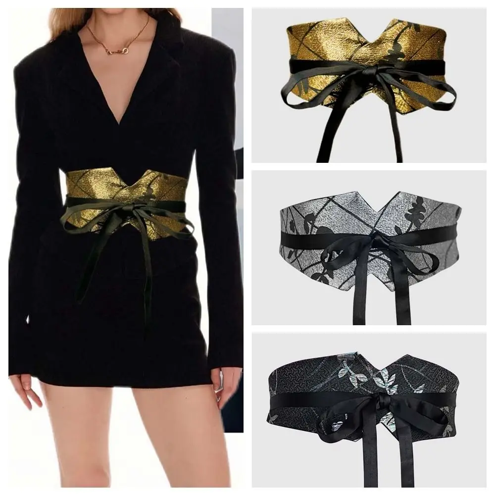 Vintage Adjustable Chinese Wide Belt Cloth Printed Hanfu Cummerbunds Girdle Soft Ethnic Style Women's Belt Gift