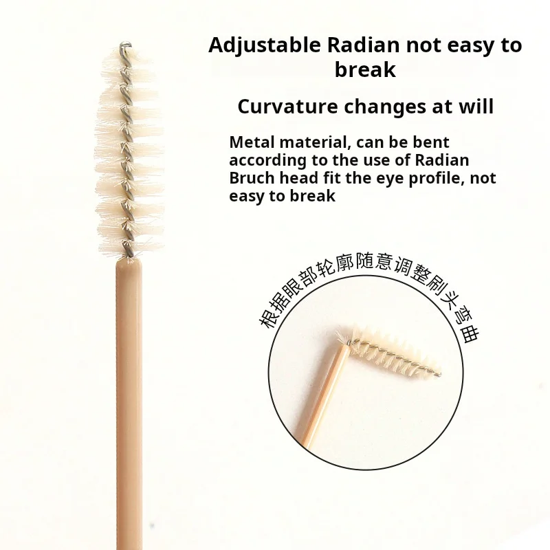 100Pcs Nude Eyelash Extensions Disposable Mascara Wands Plastic Handle Spoolies Cosmetics Makeup for Eye Brow Nylon Brush