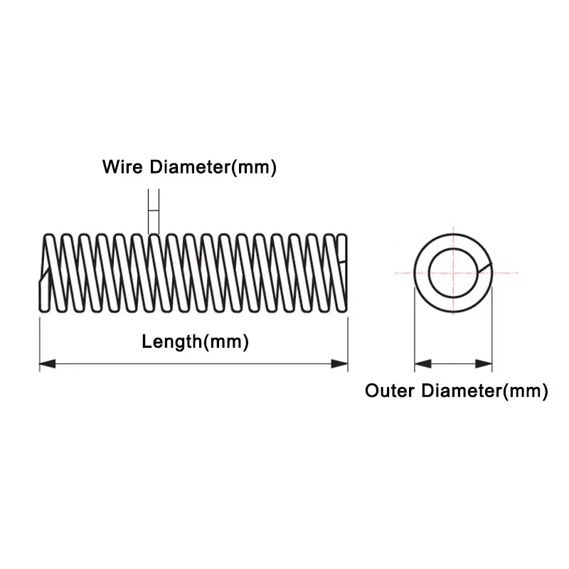 304 Stainless Steel Spring Length 305mm Compression Pressure Springs Return Spring Steel Wire Diameter 0.3-1.2mm OD 3-16mm