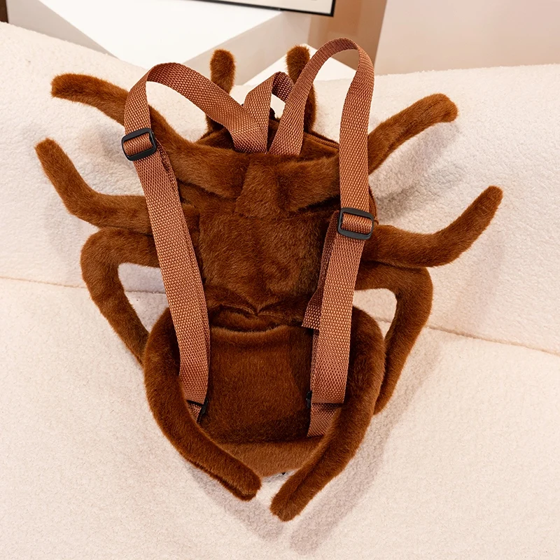 35 × 30 センチメートルシミュレーションぬいぐるみクモバックパックブラウン昆虫動物ダブルショルダーバッグ財布ぬいぐるみギフト